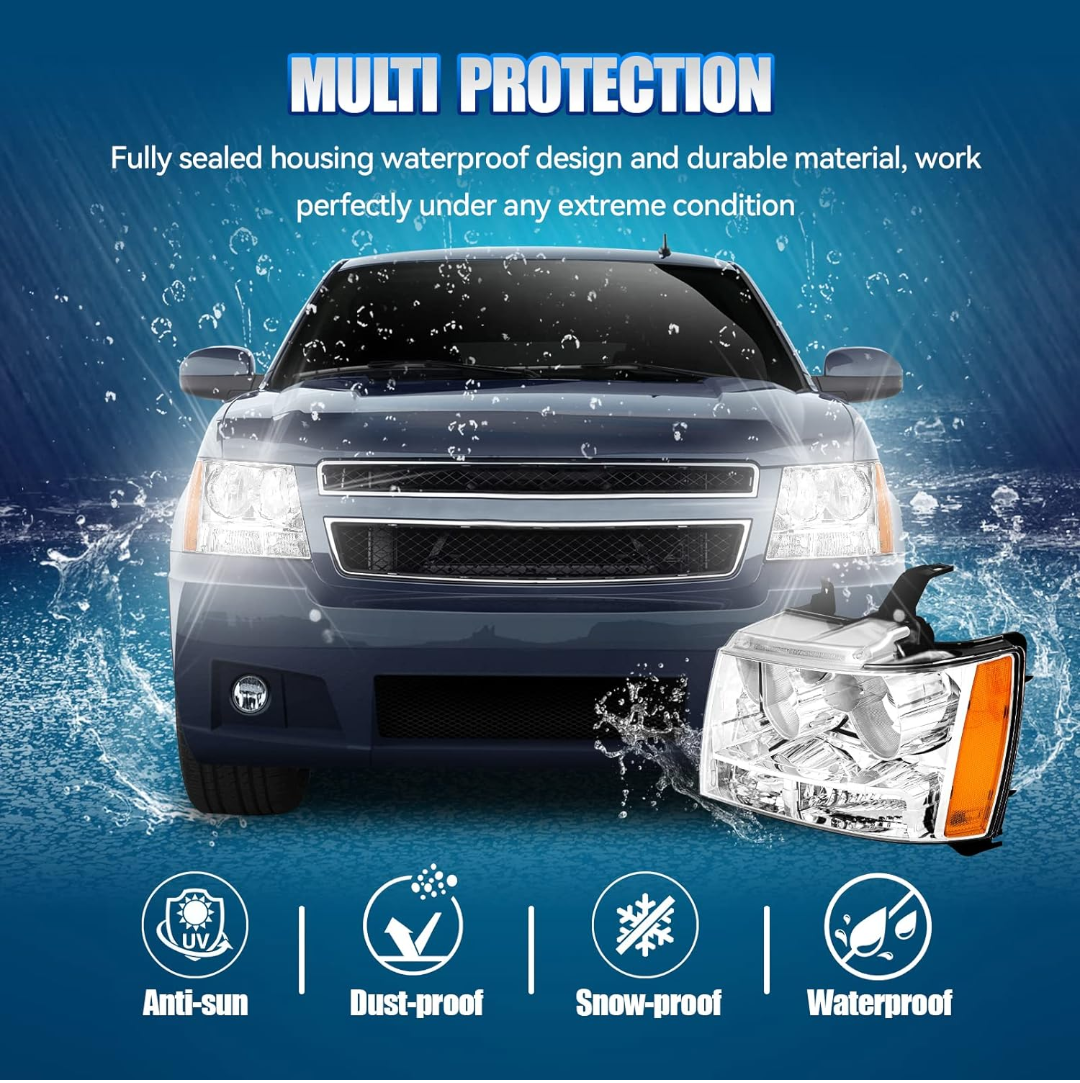 CMVT Auto Headlights Assembly Compatible for 2007-2013 Chevy Tahoe/Avalanche/Suburban